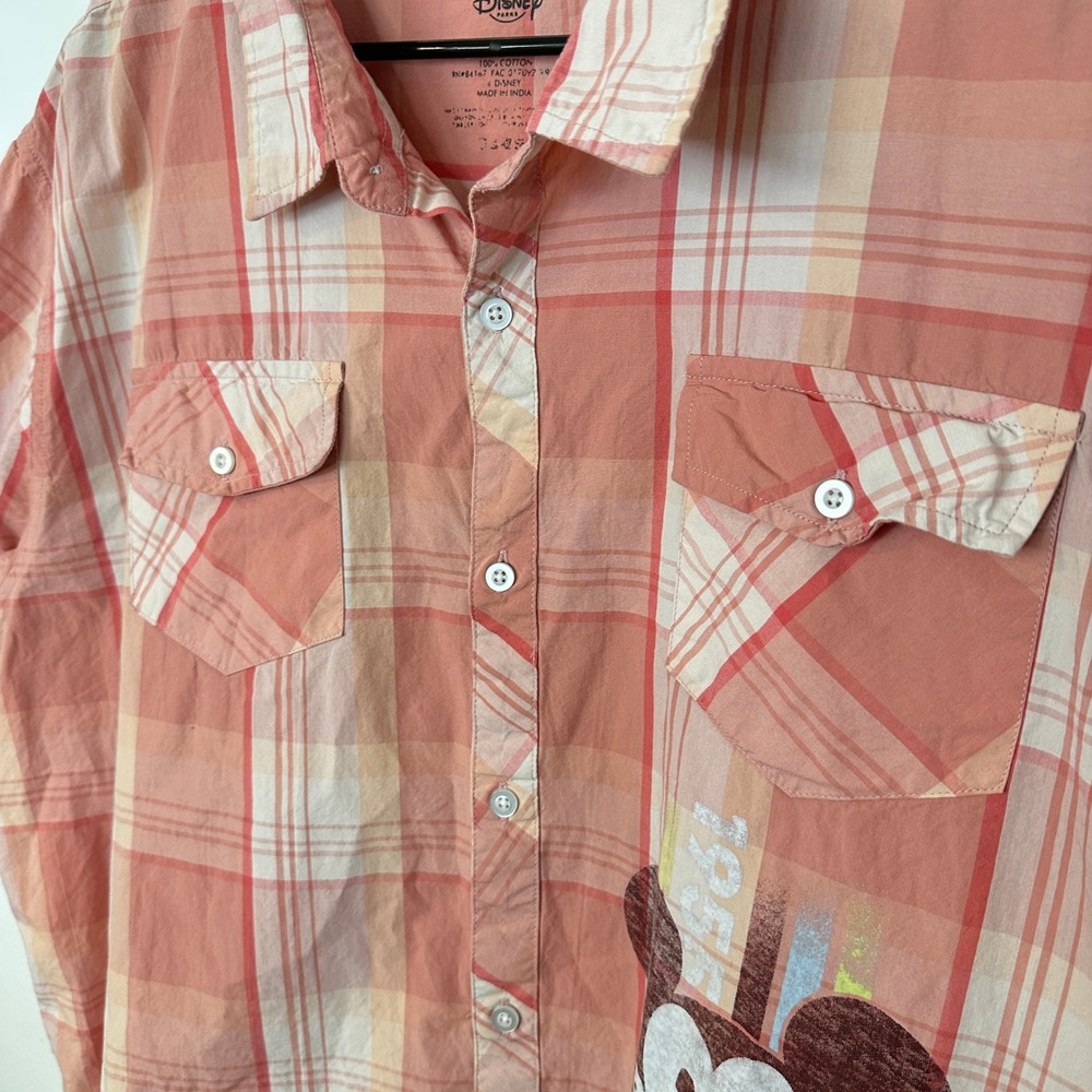 Disney Parks Mickey Mouse Disneyland 1955 Plaid Button Down Shirt Mens 2XL - Picture 8 of 9